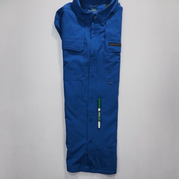 Cabelas Shirt Men Extra Large Blue Guidewear Fisherman Vented Ripstop Roll Tab - Picture 4 of 14
